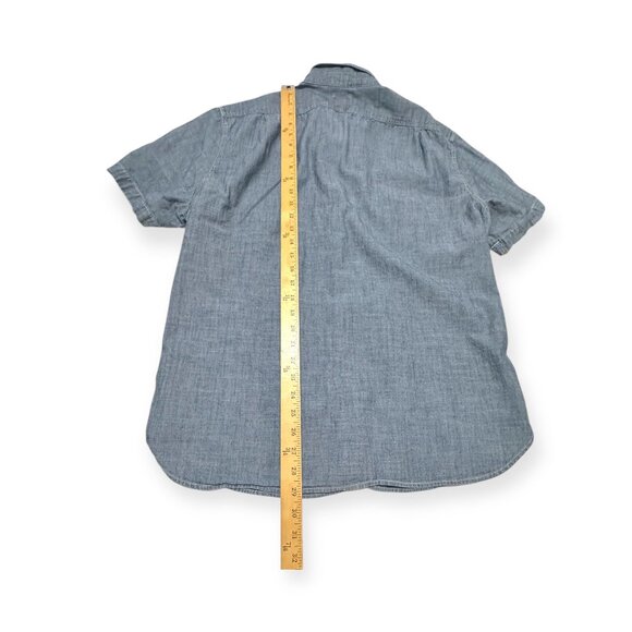 J. Crew  Men’s Chambray Button UP 2 Pocket Short Sleeve Shirt XL Cotton - Picture 10 of 11
